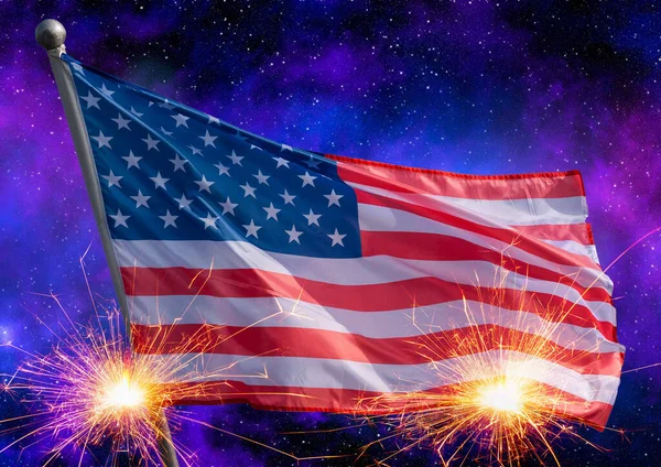Amerikanische Flagge Zum Gedenktag Juli Unabhängigkeitstag Feierkonzept — Stockfoto