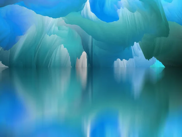 魔法の世界 概要風景 シュールな湖と反射 芸術創造性想像力 3Dイラスト — ストック写真