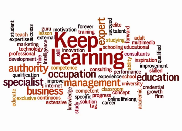 Word Cloud Keep Learning Concept Create Text Only — Stockfoto
