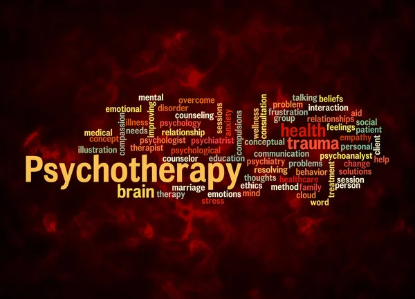 Word Cloud Com Conceito Psychotherapy Criar Apenas Com Texto — Fotografia de Stock