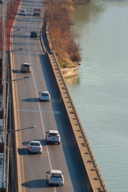 Georgia, Tbilisi - December 31, 2021: Traffic on city street.