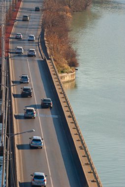 Georgia, Tbilisi - December 31, 2021: Traffic on city street.