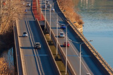 Georgia, Tbilisi - February 12, 2022: Traffic on city street.