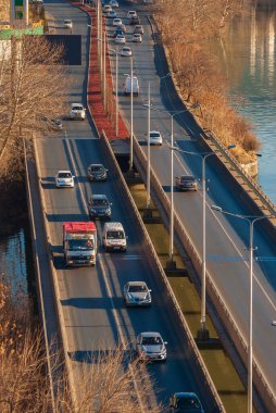 Georgia, Tbilisi - February 12, 2022: Traffic on city street.