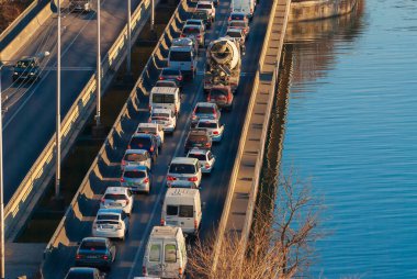 Georgia, Tbilisi - February 12, 2022: Traffic on city street.