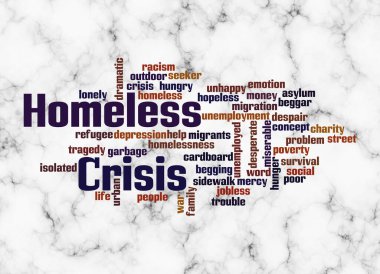 Word Cloud with HOMELESS CRISIS concept create with text only.