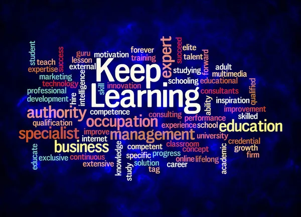 Word Cloud with KEEP LEARNING concept create with text only.