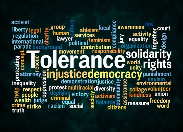 Word Cloud Tolerance Koncepcióval Csak Szöveggel Hozhat Létre — Stock Fotó