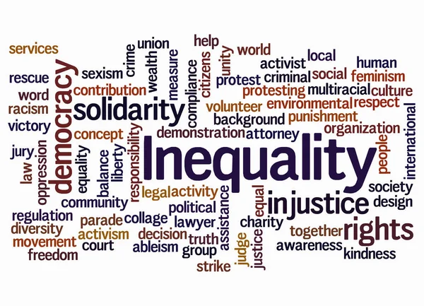 Word Cloud Концепцією Inequality Створюється Тільки Текстом — стокове фото