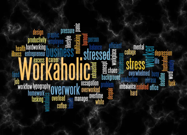 Word Cloud Med Workaholic Konceptet Skapar Endast Med Text — Stockfoto