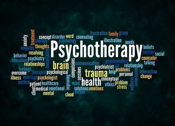 Word Cloud Com Conceito Psychotherapy Criar Apenas Com Texto — Fotografia de Stock