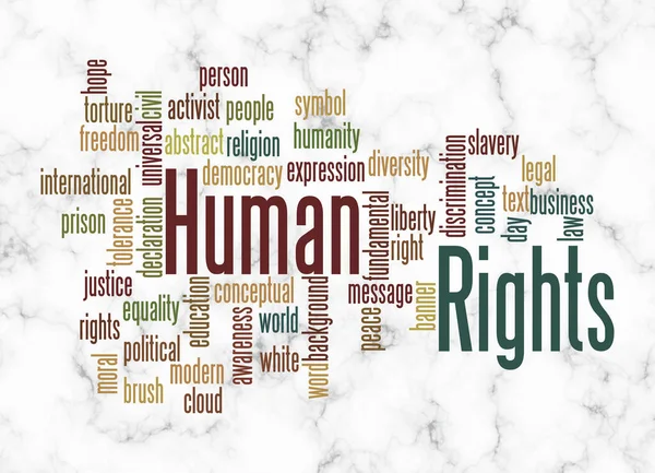 Word Cloud Com Conceito Direitos Humanos Criar Apenas Com Texto — Fotografia de Stock