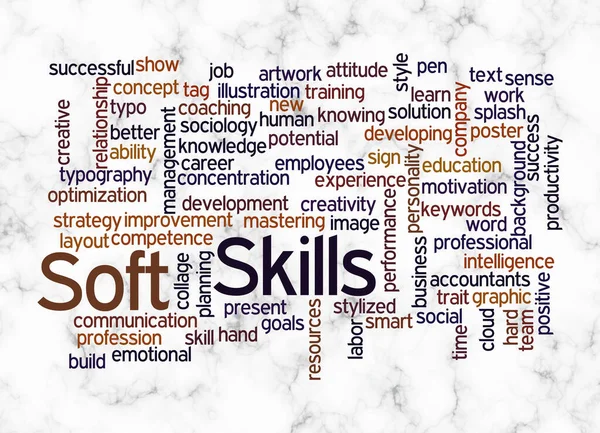 Word Cloud with SOFT SKILLS concept create with text only.