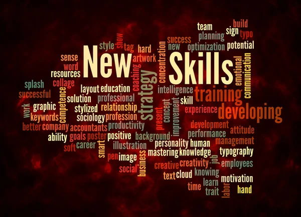 Word Cloud New Skills Concept Create Text Only — Stock fotografie