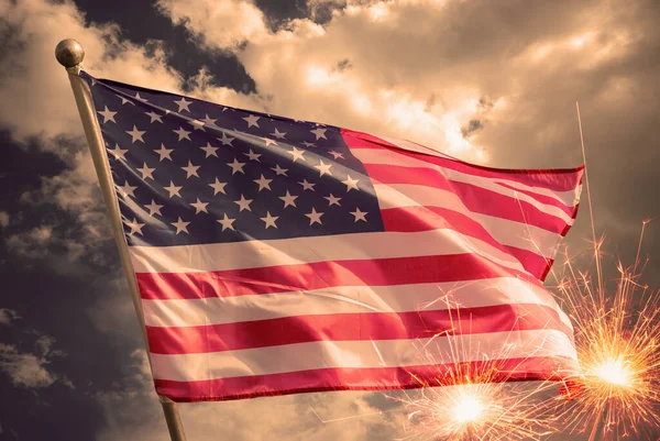 Amerikanische Flagge Zum Gedenktag Juli Unabhängigkeitstag Feierkonzept — Stockfoto