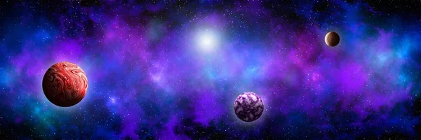 Pianeta Sconosciuto Dallo Spazio Nebulosa Spaziale Ammasso Cosmico Stelle Sullo — Foto Stock