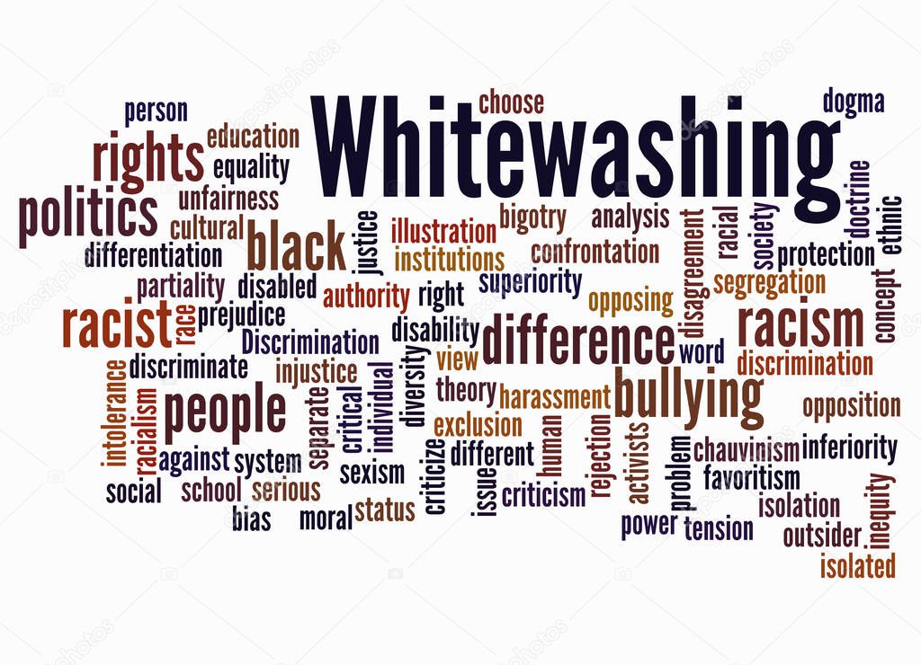 Word Cloud with WHITEWASHING concept create with text only.