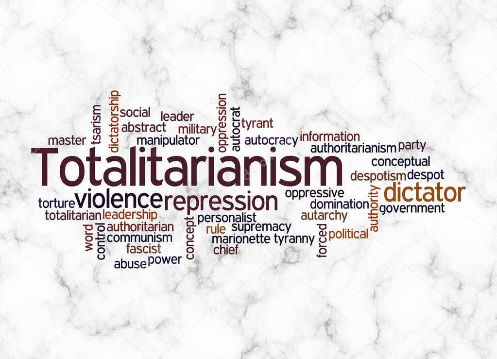 Word Cloud with TOTALITARIANISM concept create with text only.