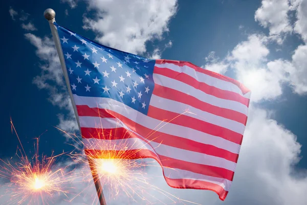 Amerikanische Flagge Zum Gedenktag Juli Unabhängigkeitstag Feierkonzept — Stockfoto