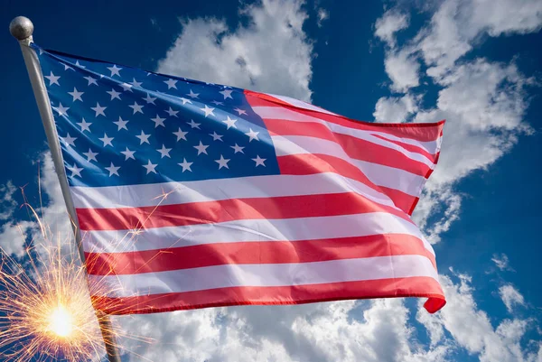 Amerikai Zászló Emléknapra Július Függetlenség Napja Ünnepi Koncepció — Stock Fotó