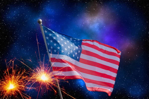 Amerikanische Flagge Zum Gedenktag Juli Unabhängigkeitstag Feierkonzept — Stockfoto