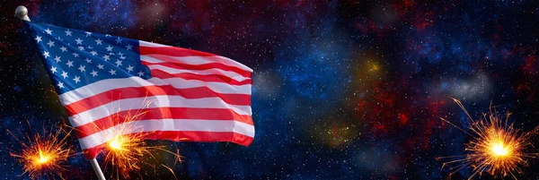 Amerikanische Flagge Zum Gedenktag Juli Unabhängigkeitstag Feierkonzept — Stockfoto