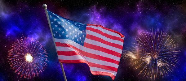Американский флаг на День памяти, 4 июля, День независимости, Концепция празднования.