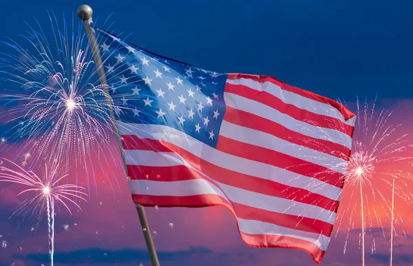 Amerikanische Flagge Zum Gedenktag Juli Unabhängigkeitstag Feierkonzept — Stockfoto