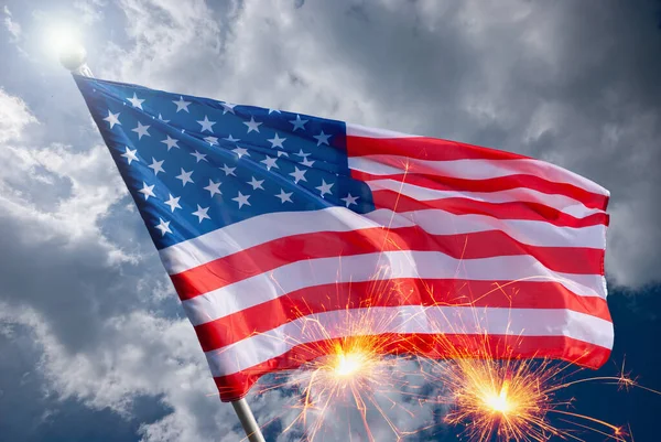 Amerikansk Flagga För Memorial Day Juli Självständighetsdagen Firande Koncept — Stockfoto