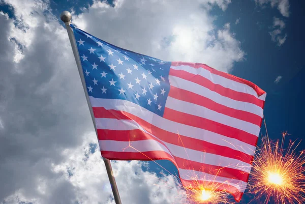 Amerikanische Flagge Zum Gedenktag Juli Unabhängigkeitstag Feierkonzept — Stockfoto