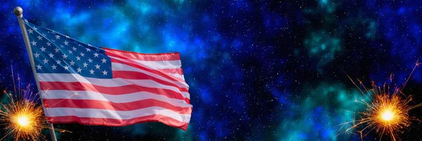 Αμερικανική Σημαία Για Την Ημέρα Μνήμης Ιουλίου Ημέρα Ανεξαρτησίας Έννοια — Φωτογραφία Αρχείου