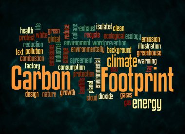 CARBON FOOTPRINT kavramına sahip Kelime Bulutu sadece metin ile oluşturulur.