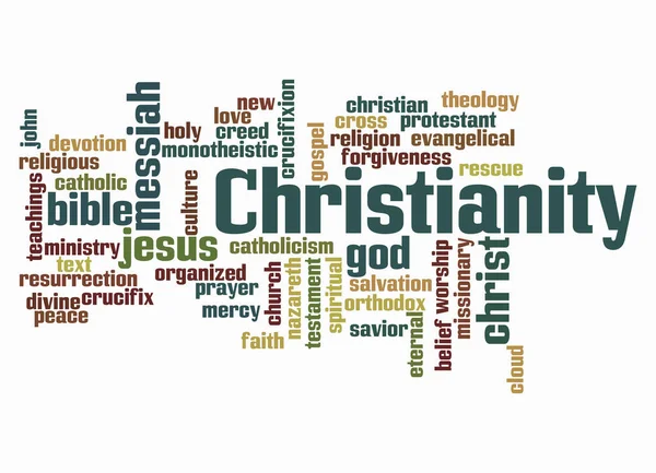 Word Cloud Com Conceito Cristianidade Criar Apenas Com Texto — Fotografia de Stock