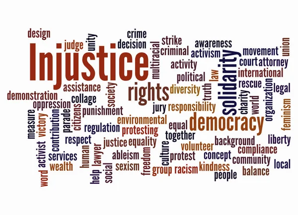 Word Cloud Концепцією Injustice Створюється Тільки Текстом — стокове фото