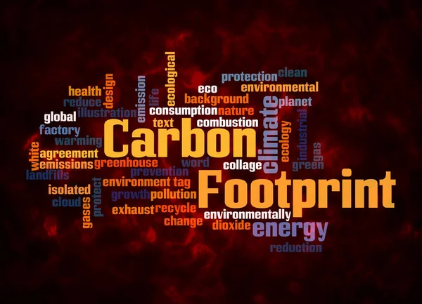 Carbon Footprint 개념을 클라우드는 텍스트만을 사용하여 만들어 — 스톡 사진