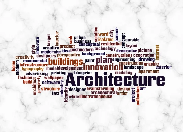 Word Cloud Avec Architecture Concept Créer Avec Texte Seulement — Photo