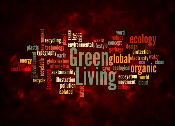 Слово Концепцией Green Living Создают Текстом — стоковое фото