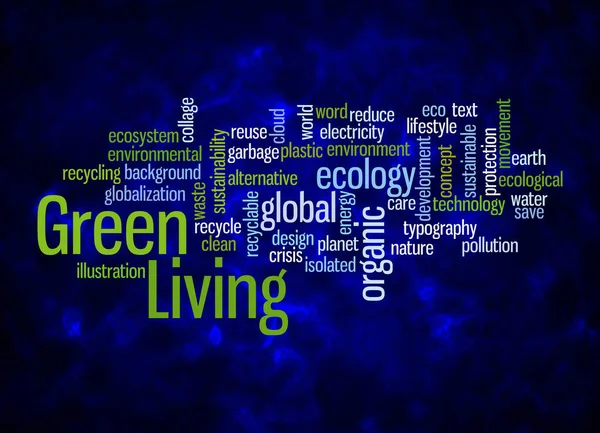 Word Cloud Green Living Concept Create Text Only — Photo