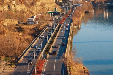Georgia, Tbilisi - February 12, 2022: Traffic on city street.