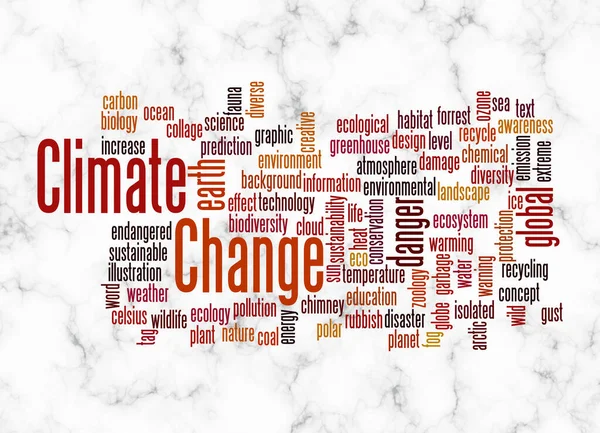 Word Cloud Концепцією Climate Change Створюється Тільки Текстом — стокове фото