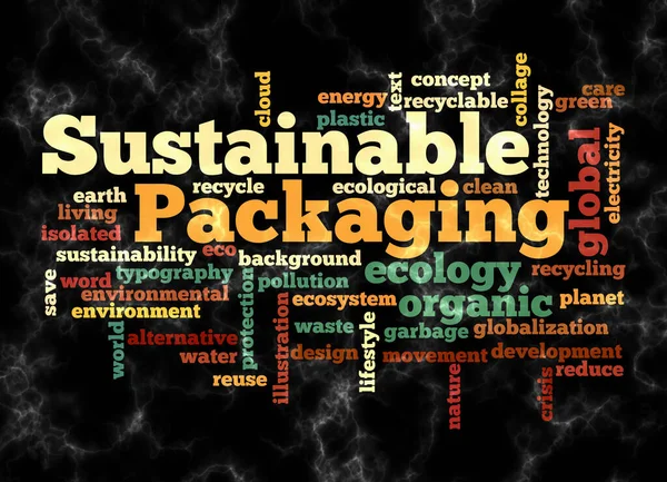 Word Cloud Sustainable Packaging Koncepcja Tworzenia Tylko Tekstem — Zdjęcie stockowe