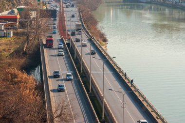 Georgia, Tbilisi - December 30, 2021: Traffic on city street.