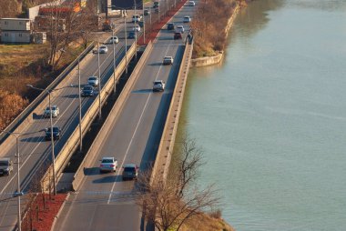Georgia, Tbilisi - December 31, 2021: Traffic on city street.