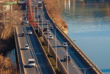 Georgia, Tbilisi - February 12, 2022: Traffic on city street.