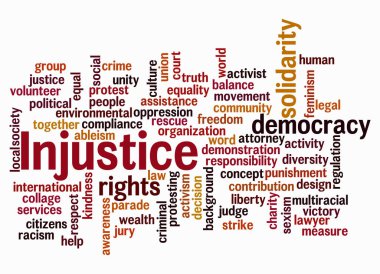 INJUSTICE kavramına sahip Kelime Bulutu sadece metin ile oluşturulur.
