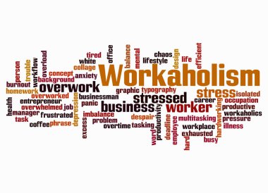 Workaholism kavramına sahip Kelime Bulutu sadece metin ile oluşturur.