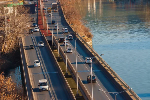 Georgia, Tbilisi - February 12, 2022: Traffic on city street.