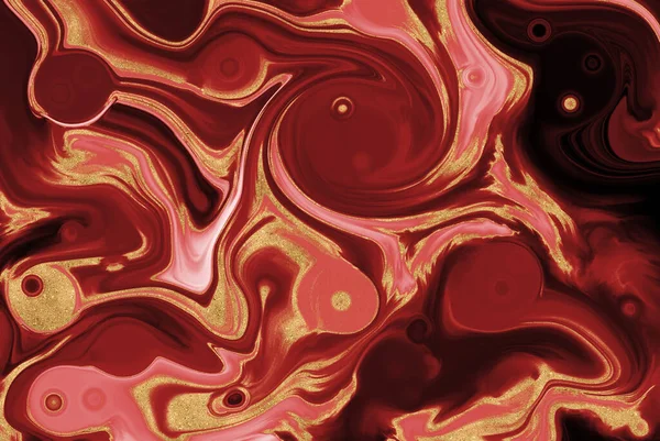 多色抽象 アクリルは流体芸術の背景を注ぐ 3Dイラスト — ストック写真