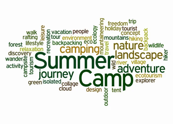 Word Cloud Концепцією Summer Camp Створюється Тільки Текстом — стокове фото