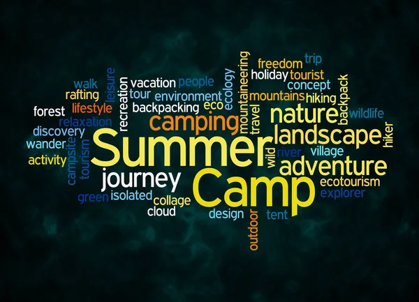 Summer Camp 컨셉트가 클라우드는 텍스트만을 사용하여 만들어 — 스톡 사진